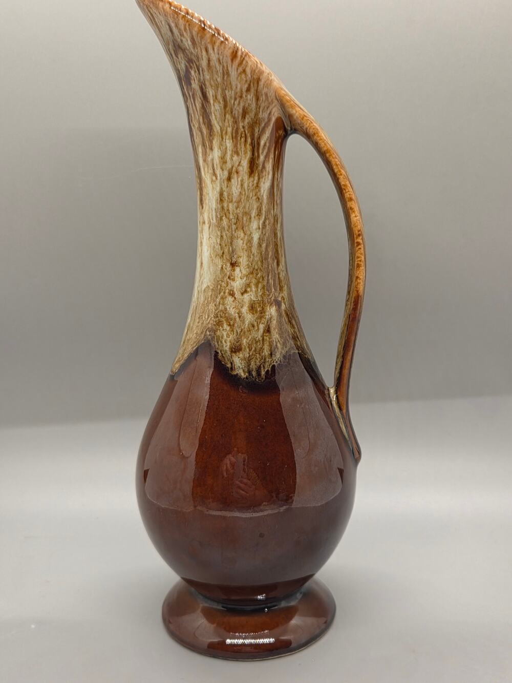 Vintage Dalton USA 8.5" Brown Drip Glaze Footed Bud Vase Ewer Pitcher